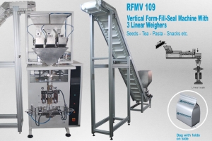 Vertical form fill & seal, machine with 3 linear weigher